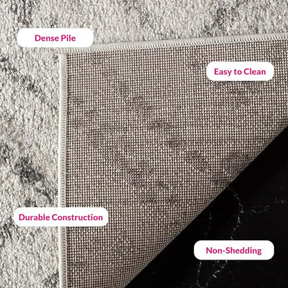 SAFAVIEH Adirondack Collection Area Rug - 12' Square, Light Grey & Grey, Modern Diamond Distressed Design, Non-Shedding & Easy Care, Ideal for High Traffic Areas in Living Room, Bedroom (ADR131C)