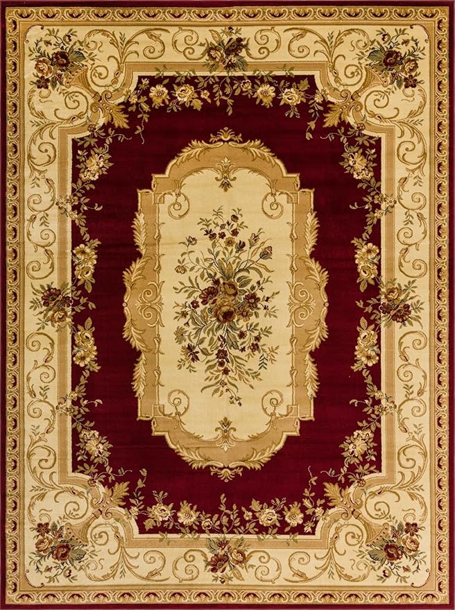 Rugs.com Chateau Collection Rug – 9' x 12' Red Medium Rug Perfect for Living Rooms, Large Dining Rooms, Open Floorplans