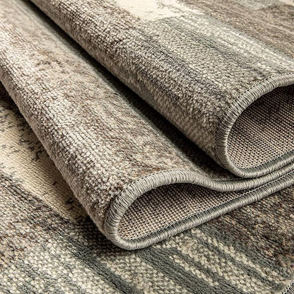 Superior Indoor Area Rug, Jute Backing, Plush Modern Rugs for Entryway, Kitchen Floors, Office Floor Cover, Color Block Rugs, Rockwood Collection, 2' x 3', Light Blue/Ivory