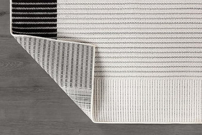 Modern Micro Loop Indoor Runner Rugs for Living Room Bedroom Kitchen Geometric Striped Black-White 2x7 Luxury Durable Low and High Pile Non-Shedding Stain Resistant Soft Area Carpet 2 x 7