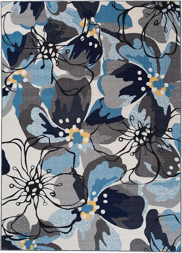 Rugshop Gray Large Floral Non-Slip Area Rug Fade Resistant for Living Room, Dining Room and Large Spaces, 10' x 14'