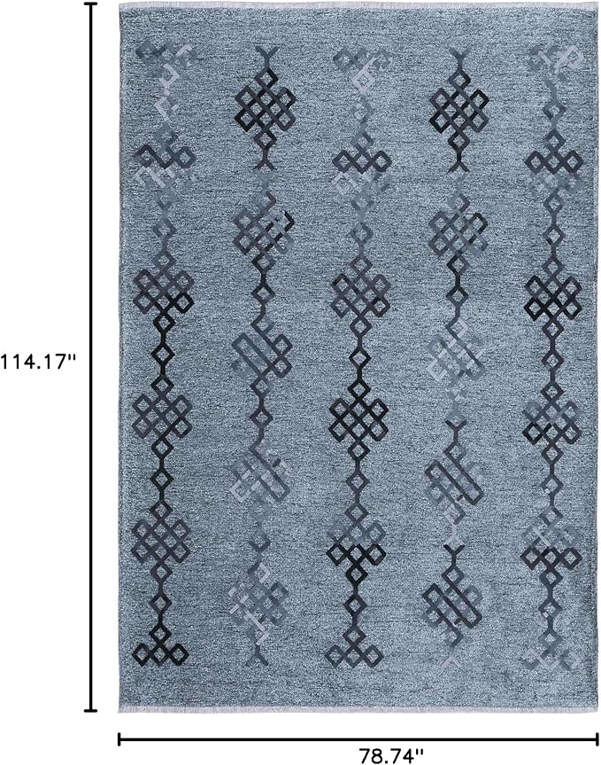 Alfa Rich 7x10 Bluish Gray Washable Area Rugs for Living Room Bedroom Kitchen Decor Cotton Rug