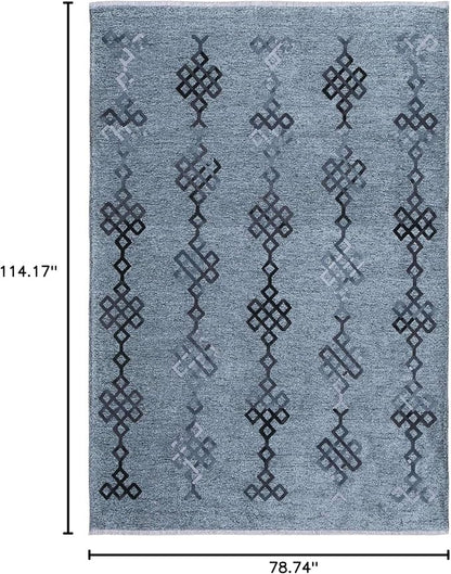 Alfa Rich 7x10 Bluish Gray Washable Area Rugs for Living Room Bedroom Kitchen Decor Cotton Rug