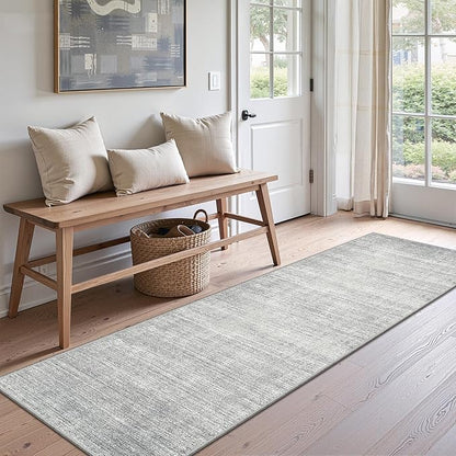Valenrug Washable Rugs 2x6 - Stain Resistant 2x6 Area Rugs for Living Room, Non Slip Backing Large Area Rugs for Bedroom, Folable Machine Washable Area Rug (2'x6', Grey)