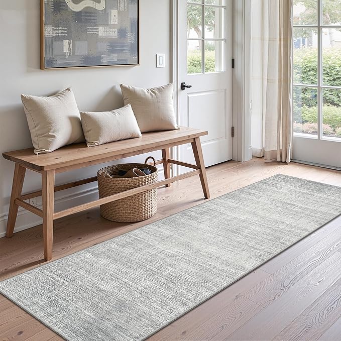 Valenrug Washable Rugs 2x5 - Stain Resistant 2x5 Area Rugs for Living Room, Non Slip Backing Large Area Rugs for Bedroom, Folable Machine Washable Area Rug (2'x5', Grey)