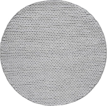 nuLOOM 6 Round Penelope Wool Braided Handmade Area Rug, Light Grey, Solid Rustic Farmhouse Style, For Bedroom, Living Room, Hallway, Entryway