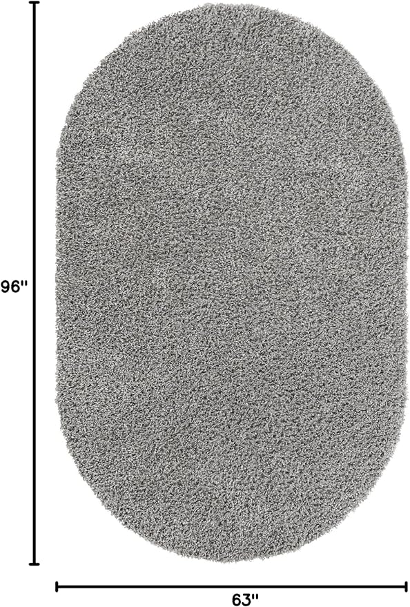 Unique Loom Davos Shag Collection Area Rug - Solid (5' 3" x 8' Oval, Sterling)