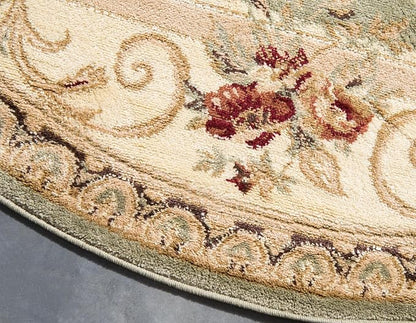 Rugs.com Chateau Collection Rug - 5 Ft Round Green Medium Pile Rug