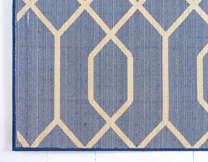 Unique Loom Marilyn Monroe Glam Collection Area Rug - Trellis (4' 1' x 6' 1' Rectangle, Navy Blue Gold/ Gold)