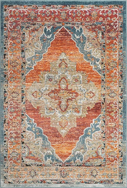 Unique Loom Isabella Collection Area Rug - Rossellini (6' 1" x 9' Rectangle, Rust Red/ Beige)