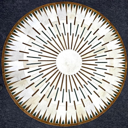 Sn Alef Home Round Designer Rug for Living Room | Handcrafted Black & White Boho Floor Carpet | Modern Ethnic Circular Mat for Home Décor & Meditation Space (White_9x9)