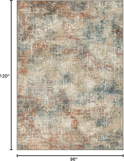 GENIMO Washable Area Rugs for Living Room, 8x10 Modern Non Slip Rugs, Low Pile Lightweight Soft Print Rug for Bedroom, Dining Room, Home Office, Multi