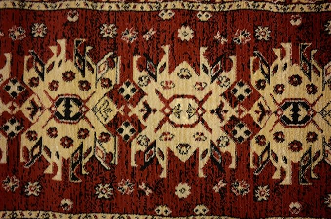 Unique Loom Taftan Collection Border Geometric Tribal Inspired Design Area Rug (2' 7 x 10' 0 Runner, Red/ Gold)