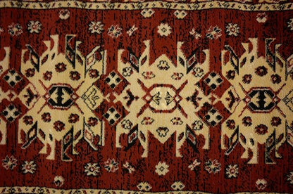 Unique Loom Taftan Collection Border Geometric Tribal Inspired Design Area Rug (2' 7 x 10' 0 Runner, Red/ Gold)