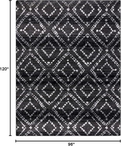 SAFAVIEH Area Rug 8x10 - Adirondack Collection - Large - Black & Ivory, Geometric Trellis Pattern, Non-Shedding & Easy Cleaning, Ideal for Living Room, Bedroom, Office, Dining Space (ADR131A)