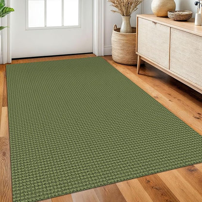 Braided Area Rug 3x5 Ft Washable Rugs for Entryway Non Slip Throw Rugs Boho Door Mat Indoor Entrance Cotton Kitchen Mats Woven Front Door Carpet for Foyer Living Room, Green