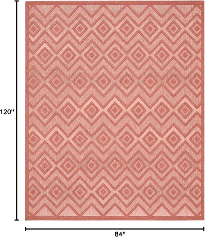 Nourison Home Versatile Coral Orange 7' x 10' Area Rug - Easy Clean, Non Shedding, Bed Room, Living Room, Dining Room, Kitchen (7' x 10')