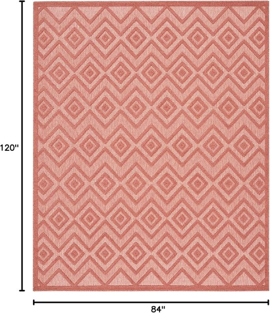 Nourison Home Versatile Coral Orange 7' x 10' Area Rug - Easy Clean, Non Shedding, Bed Room, Living Room, Dining Room, Kitchen (7' x 10')