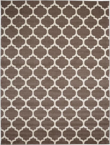 Rugs.com Lattice Collection Rug – 9' x 12' Brown Medium Rug Perfect for Living Rooms, Large Dining Rooms, Open Floorplans