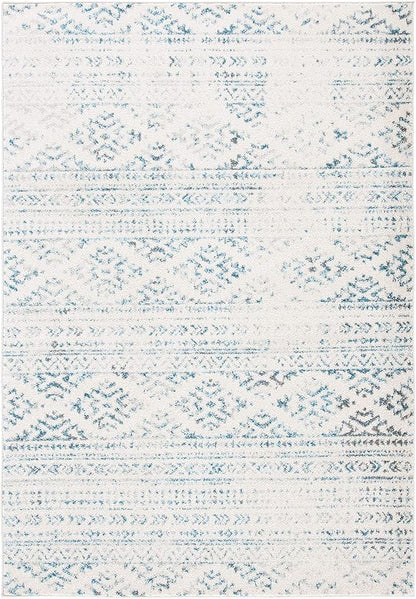SAFAVIEH Area Rug 3x5 - Tulum Collection - Ivory & Turquoise, Moroccan Boho Tribal Design, Non-Shedding & Easy to Clean, Ideal for Entryway, Foyer, Accent Space, Bedroom (TUL272E)