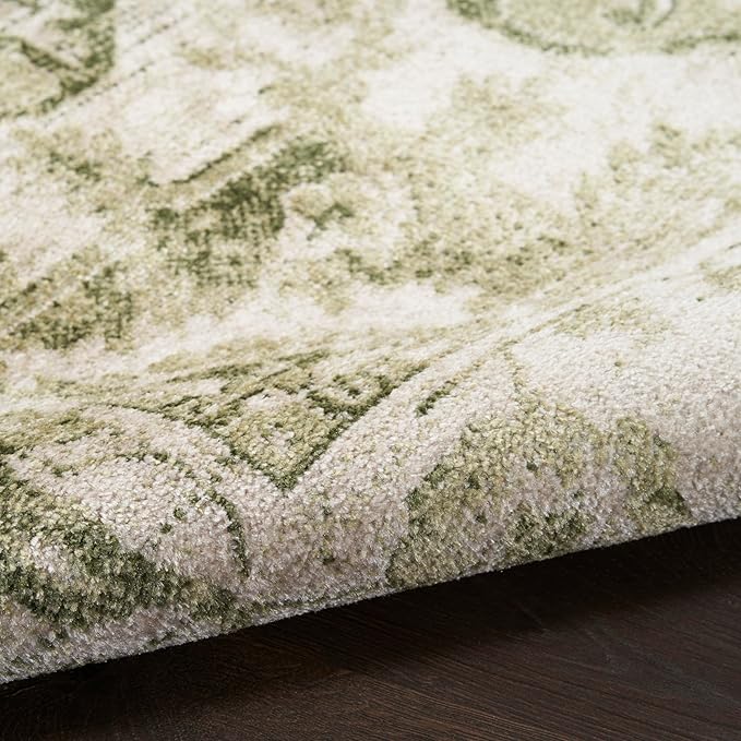 Nourison Home Astra Machine Washable Ivory Green 2'2" x 8' Area Rug - Easy Clean, Non Shedding, Bed Room, Living Room, Dining Room, Kitchen (8' Runner)