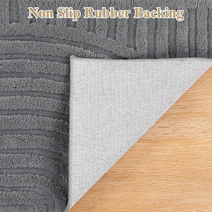 Pauwer 6x9 Washable Area Rugs for Living Room Modern Grey Solid Color Soft Fluffy Rugs for Bedroom Non Slip Boho Accent Indoor Mat Floor Carpet Cover for Kids Room Dining Room Kitchen Office