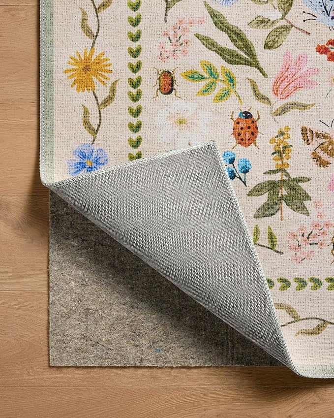 Loloi Rifle Paper Co. Canopy Collection CNP-04 Cream/Multi 3'-9" x 3'-9" Round Accent Rug