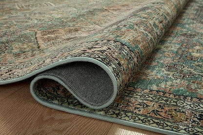 Loloi Magnolia Home by Joanna Gaines Sinclair Collection SIN-03 Turquoise/Multi 7'-6" x 9'-6", .25" Pile Height, Machine Washable, Area Rug