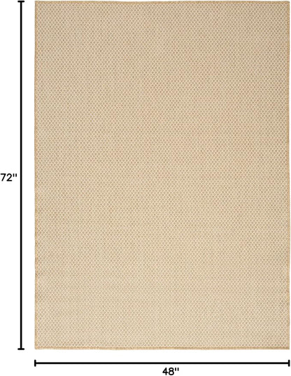 Nourison Home Courtyard Natural 4' x 6' Area Rug - Easy Clean, Non Shedding, Bed Room, Living Room, Dining Room, Kitchen (4' x 6')