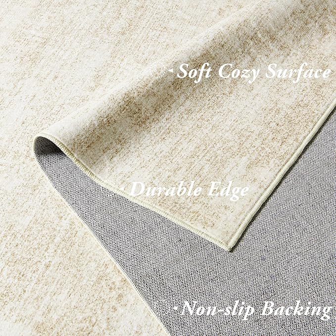Kitchen Runner Rugs Non Skid Washable 2x6,Rubber Backed Non Slip Boho Neutral Abstract Modern Runner Rug for Entryway Bathroom