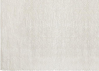 Handwoven Wool Cotton Blend Area Rug 8x10', Textured Popcorn Braided Ivory Rug, Soft Thick Farmhouse Contemporary Living Room Carpet, Neutral Modern Decorative Floor Rug