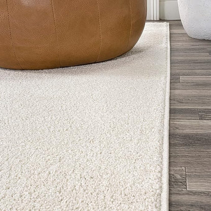 JONATHAN Y Haze Solid Low-Pile Cream Runner Rug 2x10, Coastal,Bohemian,Minimalist,Classic, Easy-Cleaning for Living Room,Bedroom,Kitchen,Pet Friendly,Non-Shedding (SEU100T-210)