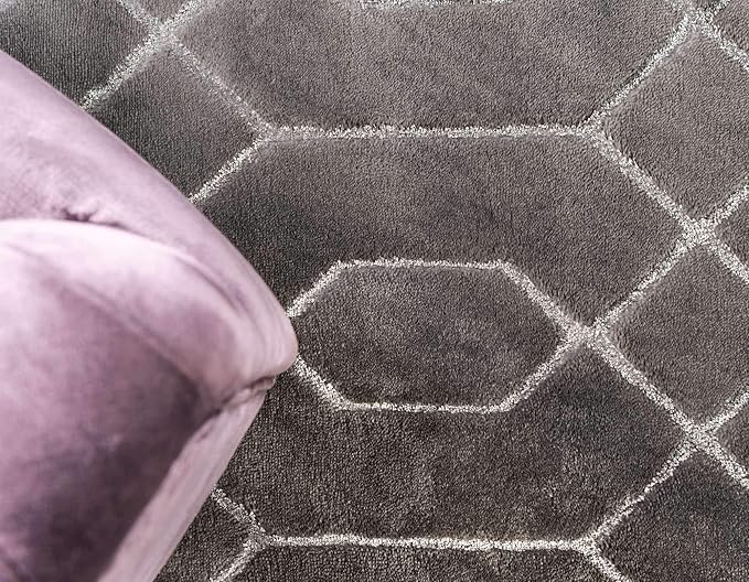 Unique Loom Marilyn Monroe Glam Collection Area Rug - Trellis (2' x 10' Runner, Gray Silver/ Silver)