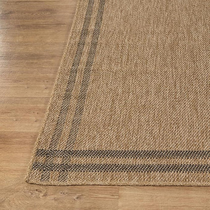 Easy Jute Rugs 5x7 Bordered Natural Color Living Room Indoor Outdoor Area Rug for Patio and Kitchen Rug High Traffic Washable Easy to Clean Solid Boho Woven Design Outside Carpet (5 x 7)