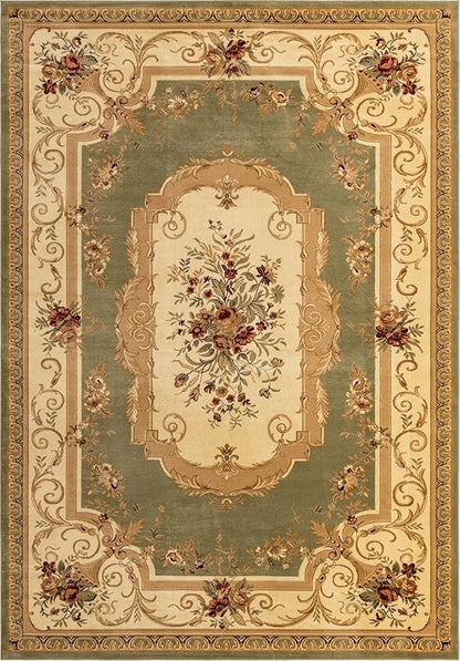 Unique Loom Versailles Collection Traditional Classic Floral Motif Area Rug (10' 0 x 14' 0 Rectangular, Green/Ivory)
