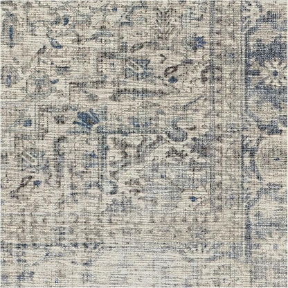 RUGGABLE Washable Vintage Area Rug – Kamran Blue Quartz 3x5, Stain-Resistant, Non-Slip – Small Machine Washable Rugs for Living Room, Bedroom, Hallway, Entryway & Office–with Standard Pad