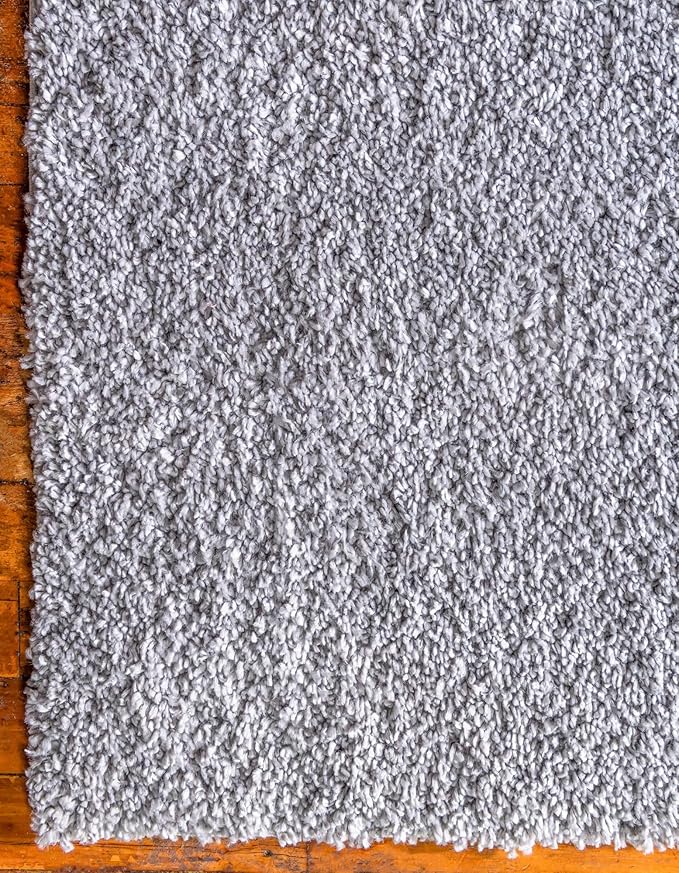 Unique Loom Davos Shag Collection Area Rug - Solid (5' 1" Square, Sterling)