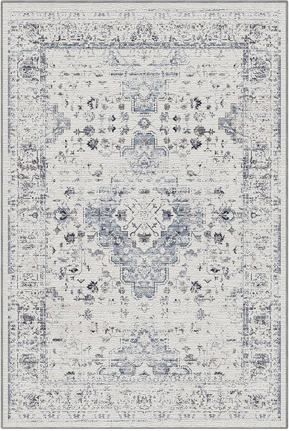 LUMI 5x8 Washable Area Rug for Living Room, Ultra Soft Traditional Rugs Non Slip with Rubber Backing, Low Profile, High Traffic, Stain Resistant Carpets, Ideal for Bedroom, Dining Room, Indoor
