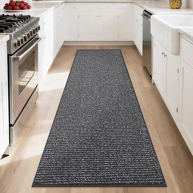 BEQHAUSE Hallway Runner Rugs 2x6, Hallway Rug Non-Slip Washable(Rolled-Up NO Creases), Runner Rug Absorbent Stain Resistant Hall Rug Carpet Runner, Entryway Rugs Floor Mat Laundry Room Rugs, Charcoal