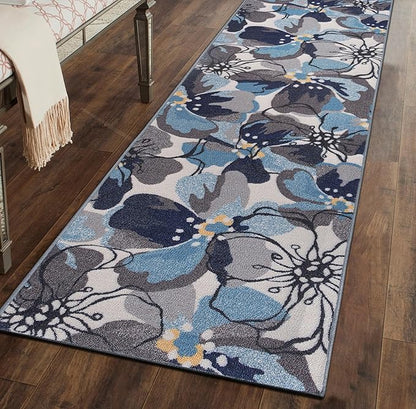 Rugshop Gray Large Floral Non-Slip Runner Rug Fade Resistant for Hallway, Entryway and Kitchen, 2'7" x 6'