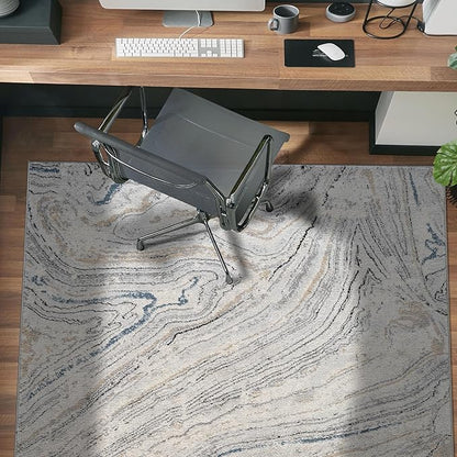 Rugshop Marble Swirl Distressed Gray Area Rug 4' x 6' Great for Small Living Rooms, Offices, or Under Coffee Tables