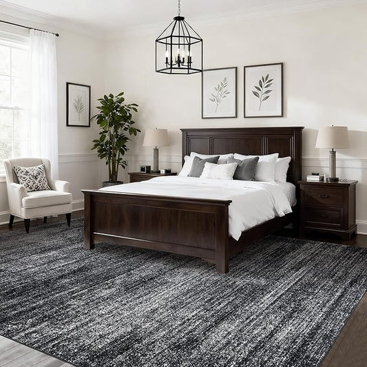Area Rugs 9x12 Living Room,Abstract Boho Large Area Rug,Black and White