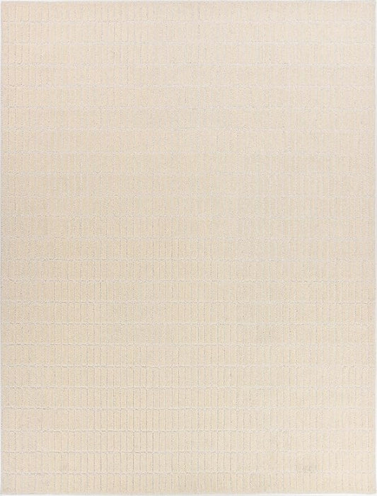 Hand-Tufted 100% Wool Area Rug – Unique Modern Geometric Grid Pattern, Soft Plush Textured Carpet for Living Room, Bedroom, Dining Room & Entryway (Beige, 6' Round)