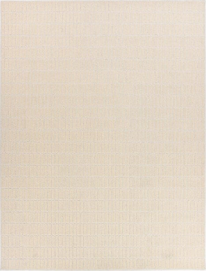 Hand-Tufted 100% Wool Area Rug – Unique Modern Geometric Grid Pattern, Soft Plush Textured Carpet for Living Room, Bedroom, Dining Room & Entryway (Beige, 8' x 8' sq)