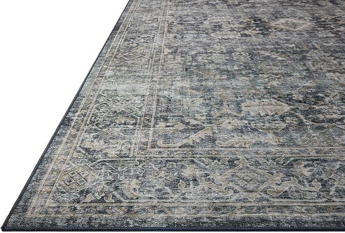 Loloi Amber Lewis Josie Collection JOS-01 Ocean/Natural 2'-6" x 12'-0", .13" Pile Height, Low Profile, Machine Washable, Runner Rug