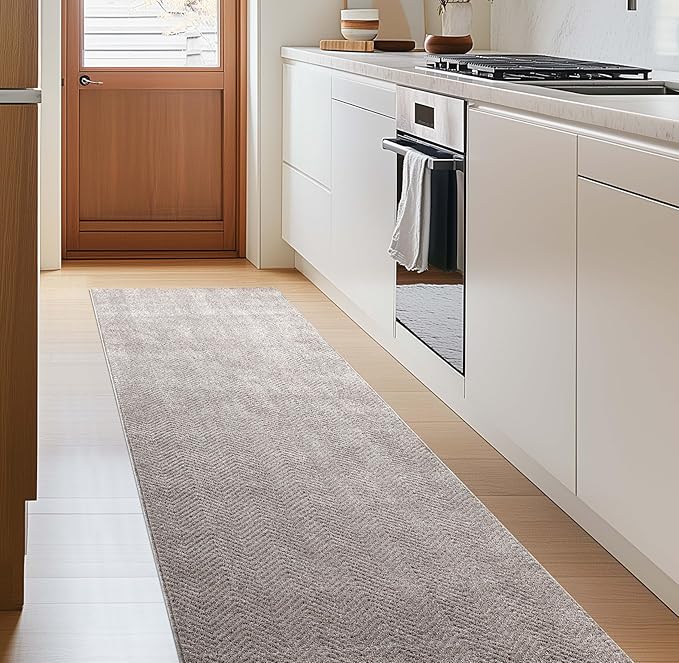 Well Woven Custom Size Hallway & Stair Runner- Harlow Pompeii Taupe 31 Inches Wide x 90 Feet Long Runner (31" x 90') Runner Rug - Modern Chevron Pattern, Ultra-Soft, Easy-Clean