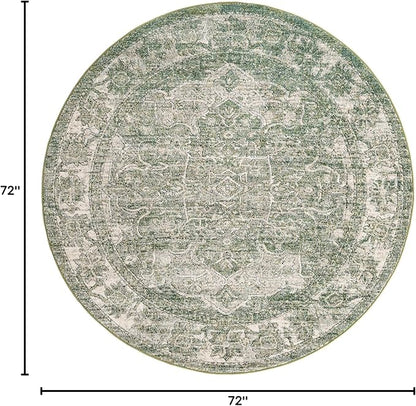 Unique Loom Isabella Collection Area Rug - Adjani (6' Round, Green/ Ivory)