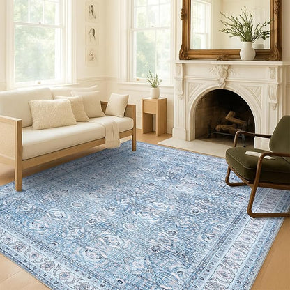 Fame Living Washable Area Rug. Modern Farmhouse. Vintage. Turkish. Bohemian. Distressed. Oriental. Traditional. Rugs for Living Room. Dining. Bedroom. Office. Entryway. Foyer. (866CBl, 2'5" x 6'5")