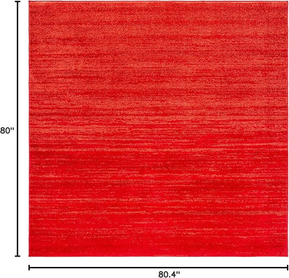 SAFAVIEH Adirondack Collection Area Rug - 6'7" Square, Red & Grey, Modern Ombre Design, Non Shedding & Easy to Clean, Ideal for Living Room, Bedroom, Office, Dining Space (ADR113Q)