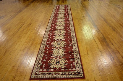 Unique Loom Taftan Collection Border Geometric Tribal Inspired Design Area Rug (2' 11 x 16' 5 Runner, Red/ Gold)